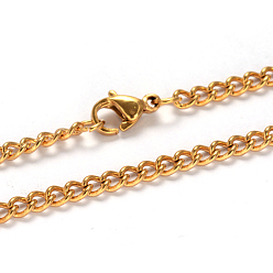Oro 304 de acero inoxidable collares de cadena de cadena del encintado trenzado, con cierre de langosta, dorado, 21.85 pulgada (55.5 cm), 3 mm