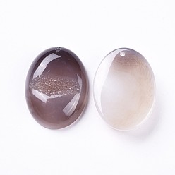 Natural Agate Natural Druzy Agate Pendants, Oval, 39.5~40x29~30x10~11mm, Hole: 1.8mm