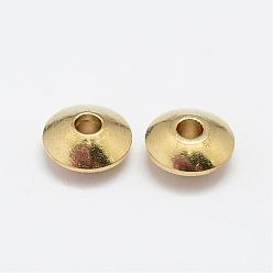 Raw(Unplated) Brass Spacer Beads, Rondelle, Nickel Free, Raw(Unplated), 7x3.5mm, Hole: 1mm