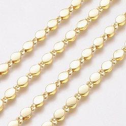 Real 18K Gold Plated Brass Handmade Beaded Chain, with Spool, for Craft Jewelry Making, Long-Lasting Plated, Unwelded, Oval, Real 18K Gold Plated, 8.5x4x2.3mm, about 32.8 Feet(10m)/roll