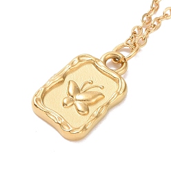 Oro Chapado en iones (ip) 304 rectángulo de acero inoxidable con collar con colgante de mariposa, palabra beauly collar para mujer, dorado, 17.60 pulgada (44.7 cm)