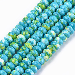 Medium Turquoise Synthetic Ocean White Jade Beads Strands, Dyed, Rondelle, Medium Turquoise, 8x5mm, Hole: 1.5mm, about 78pcs/strand, 15.7 inch