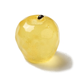 Amarillo Cabochons de la resina transparente, 3 d manzana, amarillo, 16 mm