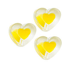 Gold Transparent Acrylic Enamel Beads, Heart, Gold, 18x10mm, Hole: 2.5mm, about 500g/bag