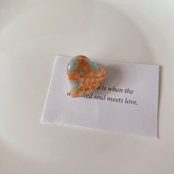Naranja Pinzas para el cabello con forma de garra de acetato de celulosa de corazón (resina), accesorios para el cabello para niña, naranja, 25x24 mm