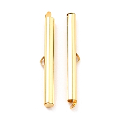 Настоящее золото 18K 304 ползун нержавеющий на концевых зажимных трубках, торцевые крышки слайдера, реальный 18 k позолоченный, 40x6x4 мм, отверстие : 3x1 мм, внутренний диаметр: 3.5 мм