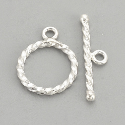 Silver Sterling Silver Toggle Clasps, with 925 Stamp, Ring, Silver, 16x12x1.5mm, Hole: 1.5mm