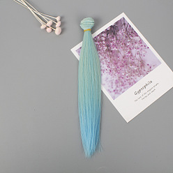 Azul Claro Peluca de muñeca de peinado largo y recto de fibra de alta temperatura, para diy girl bjd makings accesorios, azul claro, 25~30 cm