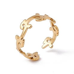 Настоящее золото 18K Ионное покрытие (ip) 201 открытое манжетное кольцо из нержавеющей стали с листовыми ветвями для женщин, реальный 18 k позолоченный, размер США 6 1/4 (16.7 мм)