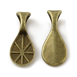 Bronze Antique Bélières à coller l'alliage coussin plat, bélière pendentif larme, bronze antique, 16x7x1~4mm, Trou: 4.5x3mm