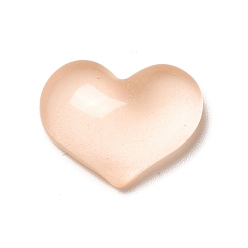 Melocotón de Soplo Cabujones luminosos de resina transparente, corazón, peachpuff, 15.5x20x7 mm