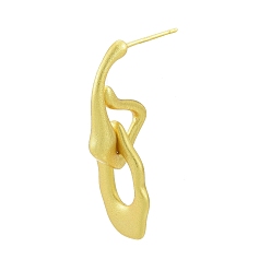 Couleur Or Mat Boucles d'oreilles pendantes ovales en laiton plaquées en rack pour femmes, sans nickel, couleur or mat, 31x10.5mm, pin: 0.6 mm