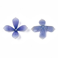 Blue Plastic Beads, Flower, Blue, 22.5x22.5x4.5~5.5mm, Hole: 1.2mm