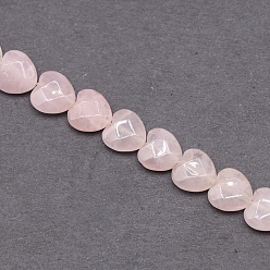 Cuarzo Rosa Natural aumentó de perlas de cuarzo hebras, facetados, corazón, 10x10 mm, sobre 20 unidades / cadena