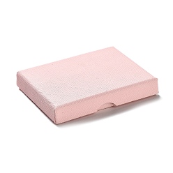 Pink Картон комплект ювелирных изделий коробки, с губкой внутри, прямоугольные, розовые, 9.05x7.1x1.55~1.65 см