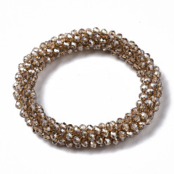 Pérou Bracelets extensibles en perles de verre transparentes à facettes, perle plaquée lustre, rondelle, Pérou, diamètre intérieur: 2 pouce (5 cm)