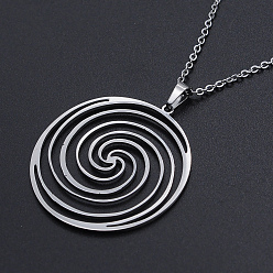 Stainless Steel Color 201 Stainless Steel Pendant Necklaces, with Cable Chains and Lobster Claw Clasps, Vortex, Stainless Steel Color, 17.71 inch(45cm), 1.5mm