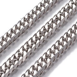 Stainless Steel Color 304 Stainless Steel Cuban Link Chains,  Unwelded, Stainless Steel Color, 8x6x2mm