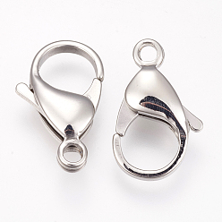 Stainless Steel Color 304 Stainless Steel Lobster Claw Clasps, Parrot Trigger Clasps, Stainless Steel Color, 20x12.5x5mm, Hole: 2.5mm