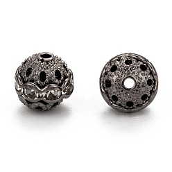 Clear Brass Rhinestone Beads, Grade A, Round, Gunmetal, Clear, Size: about 10mm in diameter, hole: 1.2mm