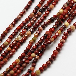 Red Rainbow Jasper Natural Red Rainbow Jasper Faceted Round Beads Strands, 3mm, Hole: 0.8mm, about 122pcs/strand, 15 inch