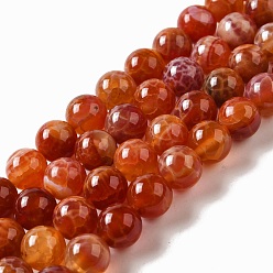 Fire Crackle Agate Natural Fire Crackle Agate Beads Strands, Dyed & Heated, Round, 10mm, Hole: 1mm, about 40pcs/strand, 15.75 inch