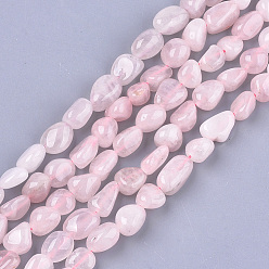 Cuarzo Rosa Natural aumentó de perlas de cuarzo hebras, piedra caída, pepitas, 8~19x8~12x4~8 mm, agujero: 0.8 mm, sobre 37 unidades / cadena, 15.9 pulgada