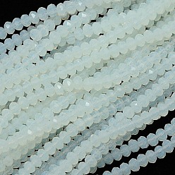 White Crystal Glass Rondelle Beads Strands, Faceted, White, 3.5x2.5~3mm, Hole: 1mm, about 138pcs/strand, 12.9 inch