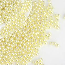 Caqui Claro Granos de acrílico de la perla de imitación, ningún agujero, rondo, caqui claro, 1.5~2 mm, sobre 10000 unidades / bolsa