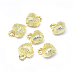 Real 18K Gold Plated Brass Charms, Heart, Real 18K Gold Plated, 12x10x6mm, Hole: 2mm