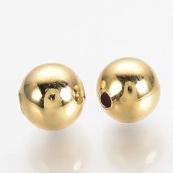 Настоящее золото 18K Spacer бисер латунные, без никеля , реальный 18 k позолоченный, круглые, 6 мм, отверстие : 1 мм