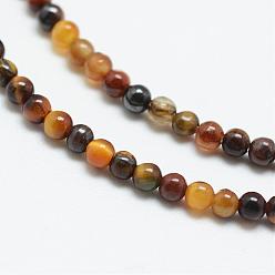 Tiger Eye Natural Tiger Eye Bead Strands, Round, 2mm, Hole: 0.5mm, about 170~174pcs/strand, 14.9~15.2 inch