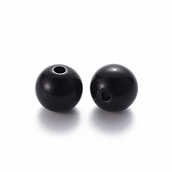 Черный Непрозрачные акриловые бусины, круглые, чёрные, 10x9 мм, отверстие : 2 мм, Около 940 шт / 500 г