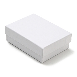 Blanco Cajas de embalaje de joyería de cartón, con la esponja en el interior, para anillos, pequeños relojes, , Aretes, , Rectángulo, blanco, 8.9x6.85x3.1 cm