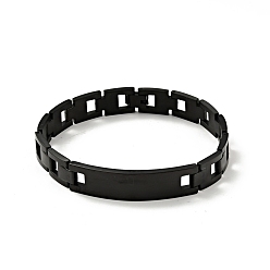 Electrophoresis Black 304 Stainless Steel Stackable Solide Link Chains Bracelet, Watch Band Bracelet for Men, Electrophoresis Black, 8-7/8 inch(22.5cm)