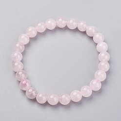 Quartz Rose Naturel a augmenté de bracelets élastiques de quartz, ronde, diamètre intérieur: 2-1/8 pouce (5.3 cm), 25 pcs / chapelet