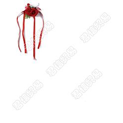 Rouge Craspire 2pcs corsage de poignet en soie, avec fleur imitation plastique, pour le mariage, décorations de fête, rouge, 350mm