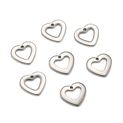 Stainless Steel Color Handmade Gifts Ideas for Valentines Day 201 Stainless Steel Open Heart Pendants, Hollow, 11x10x1mm, Hole: 1mm