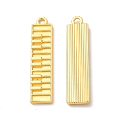 Matte Gold Color Rack Plating Alloy Pendants, Cadmium Free & Lead Free & Nickle Free, Piano Keyboard Charm, Matte Gold Color, 33x7.5x2mm, Hole: 1.8mm