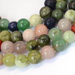 Pierre Mélangete Pierre naturelle mixte rondes rangées de perles, 8~8.5mm, Trou: 1mm, Environ 47 pcs/chapelet, 15.5 pouce