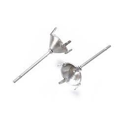 Stainless Steel Color 316 Surgical Stainless Steel Stud Earring Setting, Fit for Rhinestone, Stainless Steel Color, Fit for 5mm Rhinestone, 15x6mm, Pin: 0.6mm