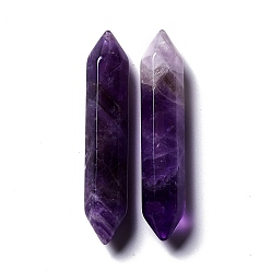 Amethyst Natural Amethyst No Hole Beads, Healing Stones, Reiki Energy Balancing Meditation Therapy Wand, Faceted, Double Terminated Point, 51~55x10.5~11x9.5~10mm