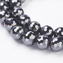 Non-magnetic Hematite Non-magnetic Synthetic Hematite Beads Strands, Grade AAA, Faceted(128 Facets), Round, Original Color, 10mm, Hole: 2mm, about 40pcs/strand, 14.1 inch(36cm)