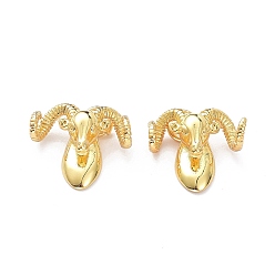 Real 18K Gold Plated Brass Charms, with Jump Ring, Long-Lasting Plated, Goat Sheep, Real 18K Gold Plated, 14x15x6mm, Jump Ring: 5x1mm, 3.5mm Inner Diameter 