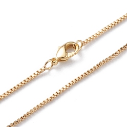 Real 18K Gold Plated Brass Box Chain Necklace Making, with Lobster Claw Clasps, Long-Lasting Plated, Real 18K Gold Plated, 24 inch(61cm), 1mm