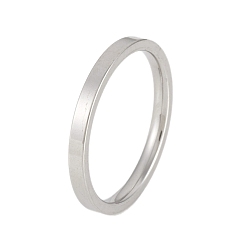 Stainless Steel Color 201 Stainless Steel Flat Plain Band Rings, Stainless Steel Color, US Size 6(16.5mm), 2mm