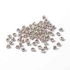 Crystal Sew on Rhinestone, Grade A Glass Rhinestone, with Brass Prong Settings, Garments Accessories, Silver Color Plated Metal Color, Crystal, 3~3.2x3~3.2mm, Hole: 1mm, about 1440pcs/bag