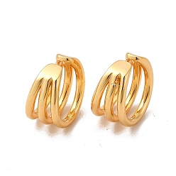 Real 18K Gold Plated Rack Plating Brass Cuff Earrings, Long-Lasting Plated Triple Circle Earring for Women, Cadmium Free & Lead Free, Real 18K Gold Plated, 13x7.5mm