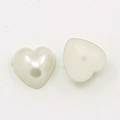 Кремово-белый Акрил имитация жемчуга кабошоны, окрашенные, сердце, кремово-белые, 10.5x10.5x5 мм , около 1500 шт / мешок
