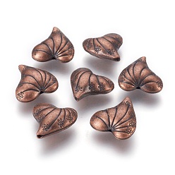 Red Copper Tibetan Style Alloy Beads, Heart, Lead Free & Cadmium Free, Red Copper, 25x23x10mm, Hole: 1.5mm